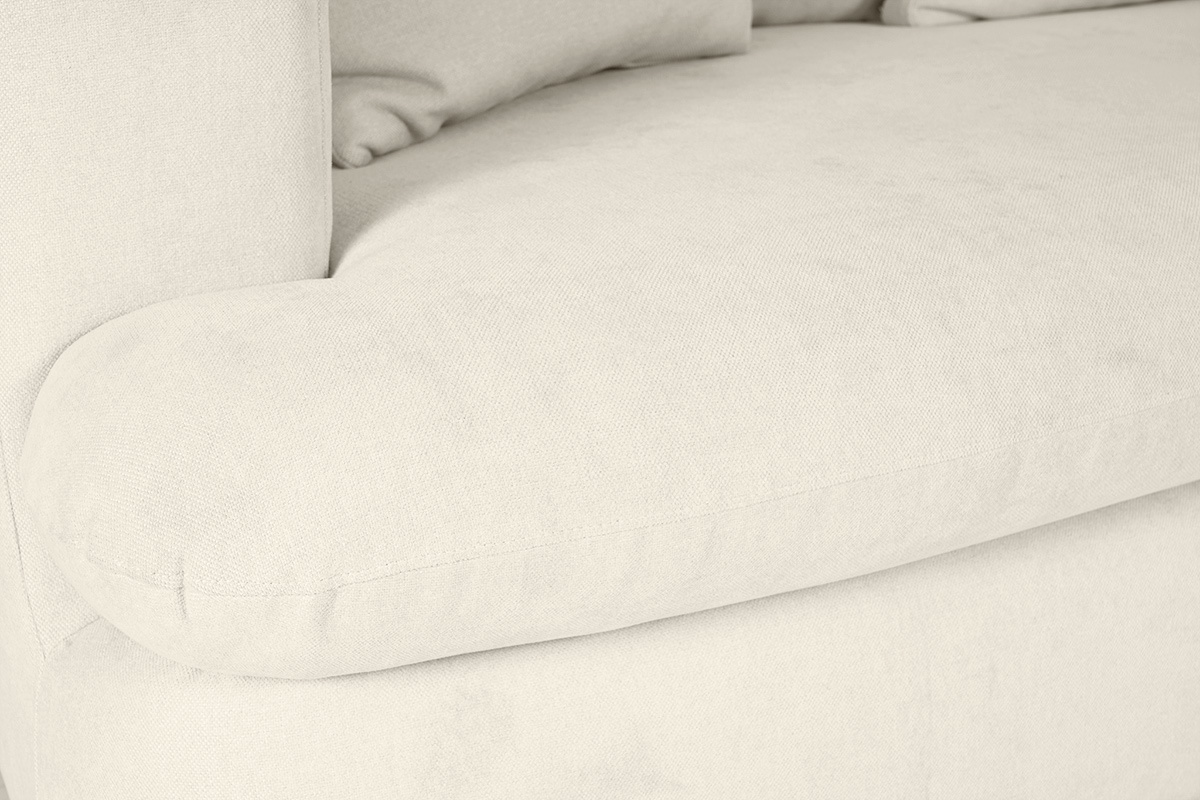 Canap� d�houssable 3-4 places design haricot en tissu effet velours beige clair SACHA