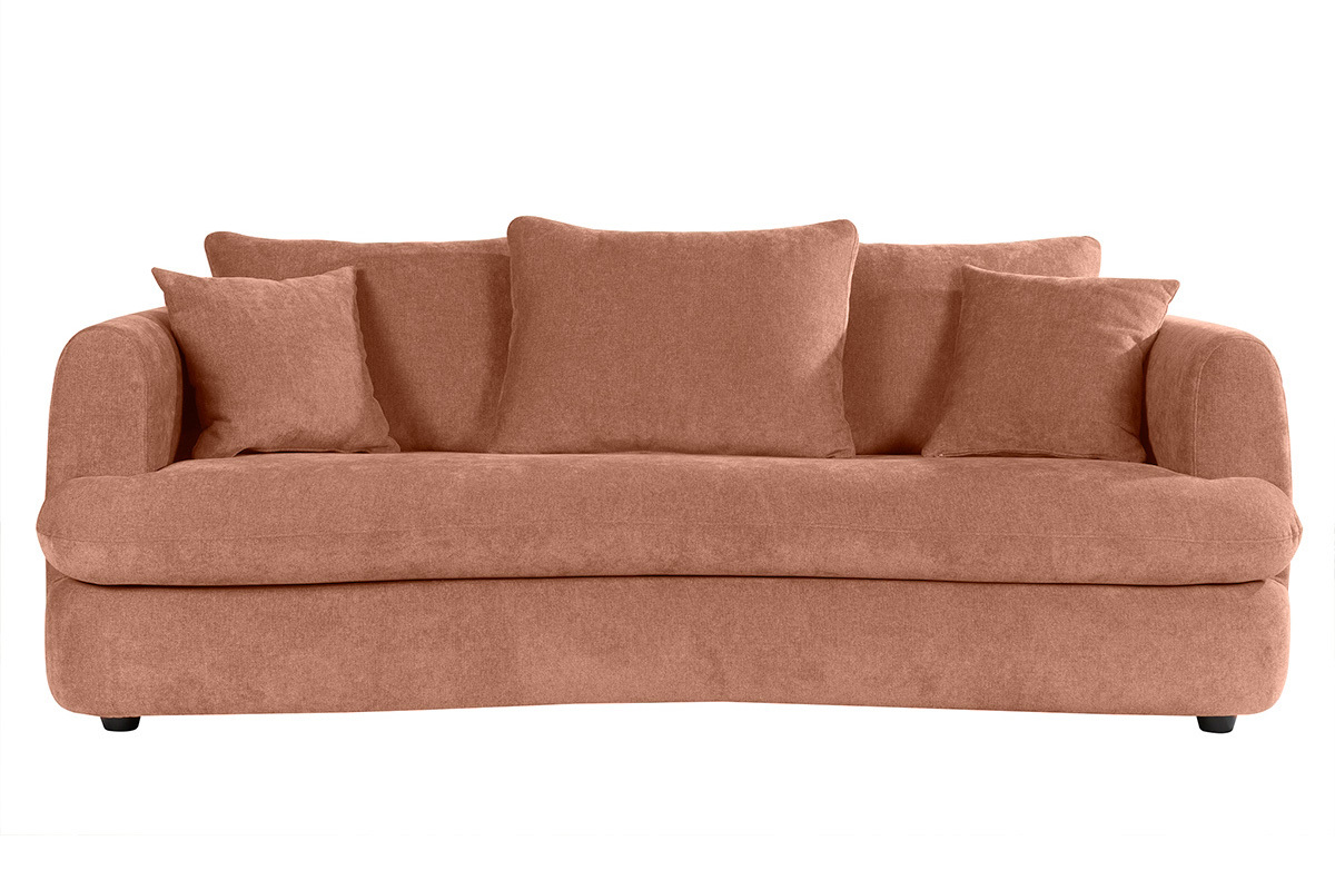 Canap� d�houssable 3-4 places design haricot en tissu effet velours terre br�l�e SACHA