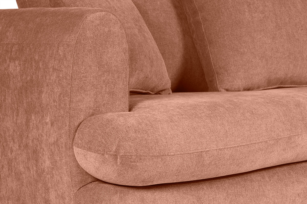 Canap� d�houssable 3-4 places design haricot en tissu effet velours terre br�l�e SACHA