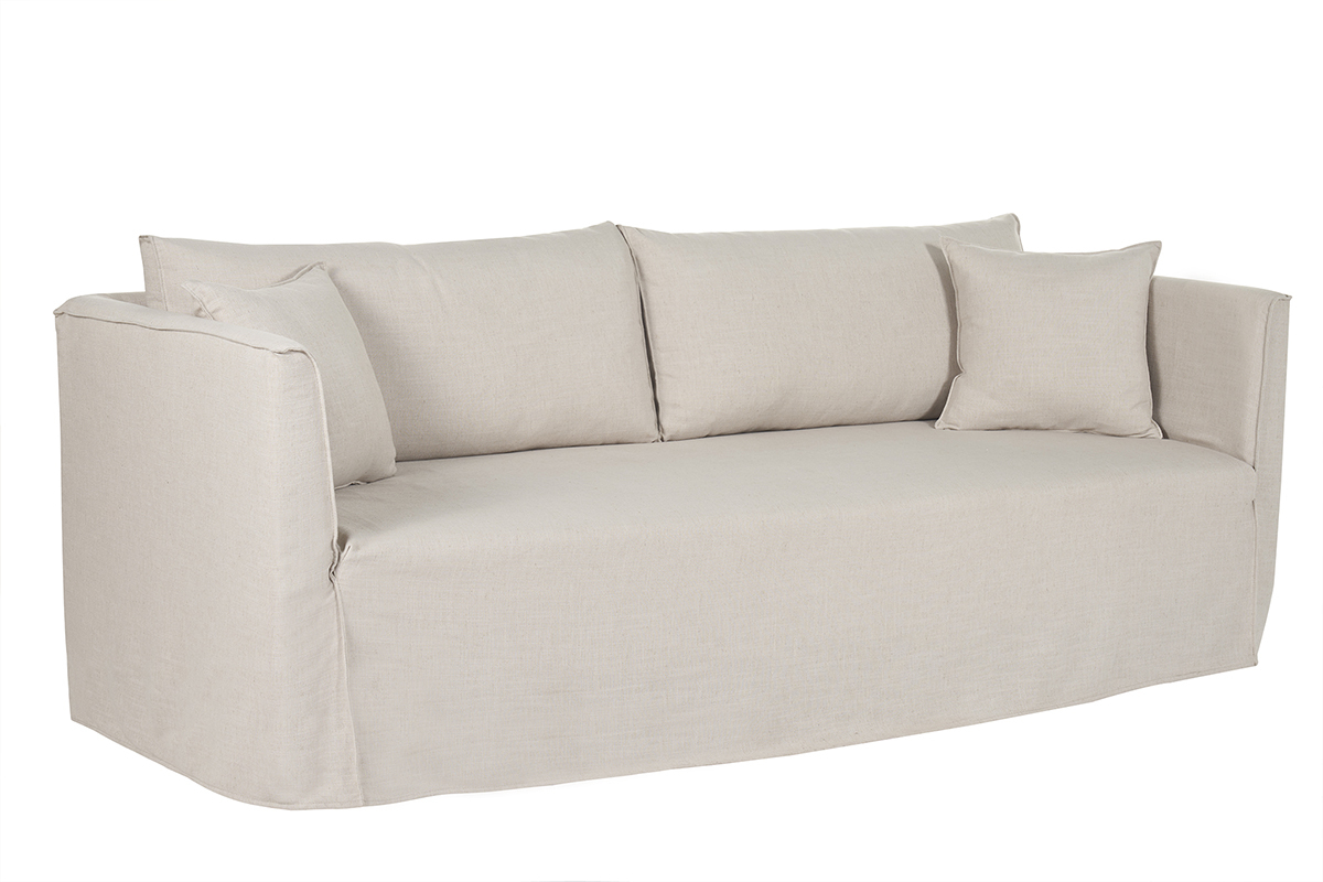 Canap� d�houssable 4-5 places en tissu beige ADELE
