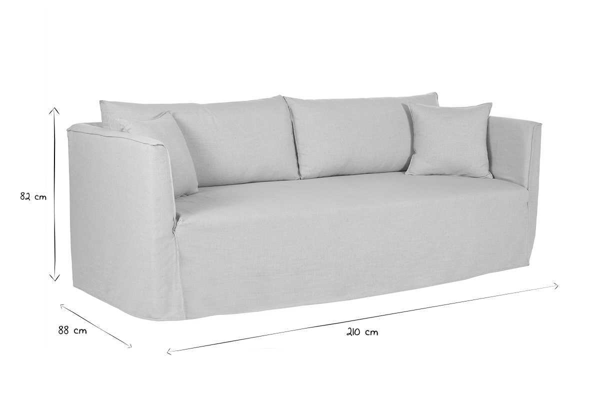 Canap� d�houssable 4-5 places en tissu beige ADELE