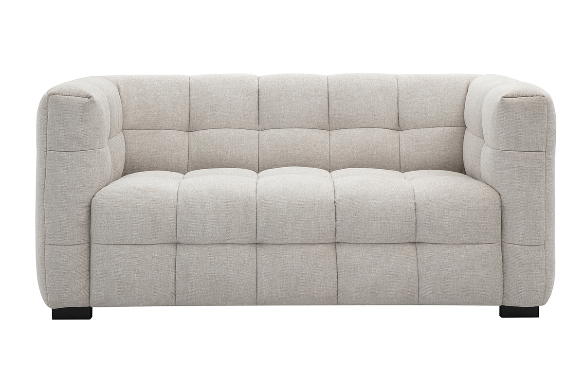 Canap� design 2 places en tissu effet velours textur� beige CORTO