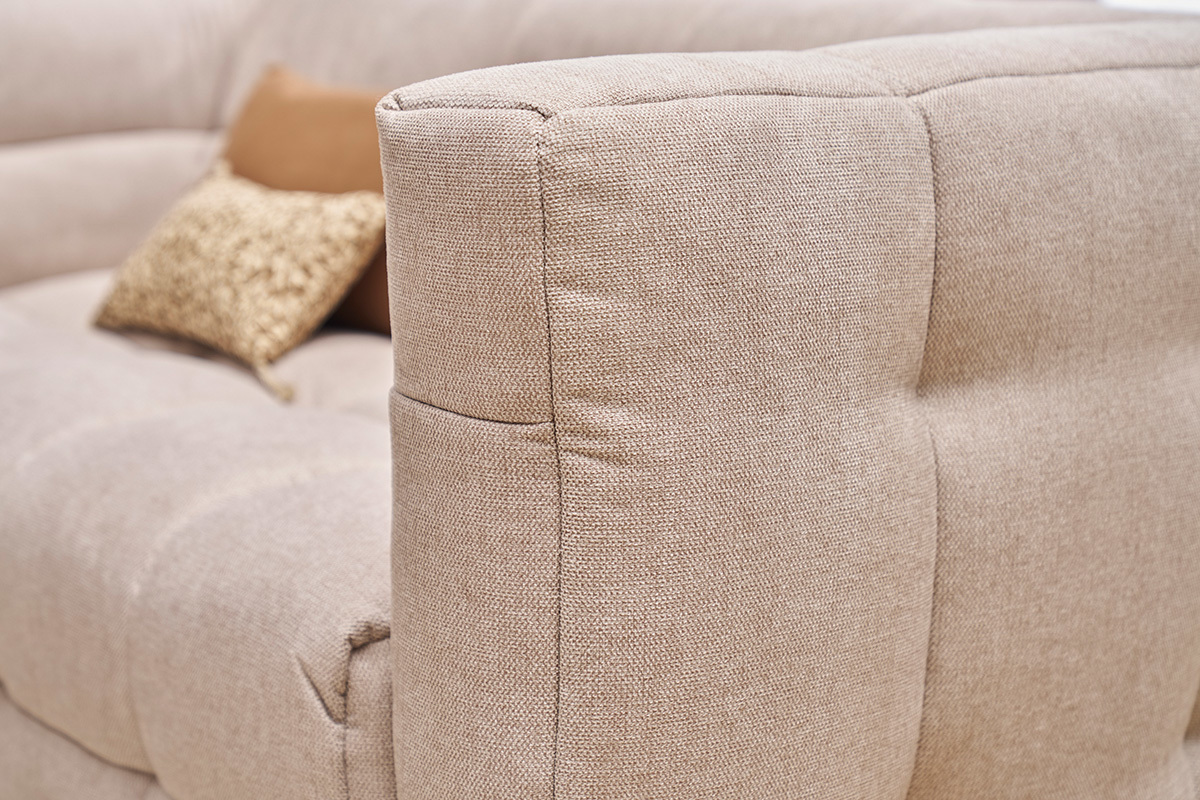 Canap� design 2 places en tissu effet velours textur� beige CORTO