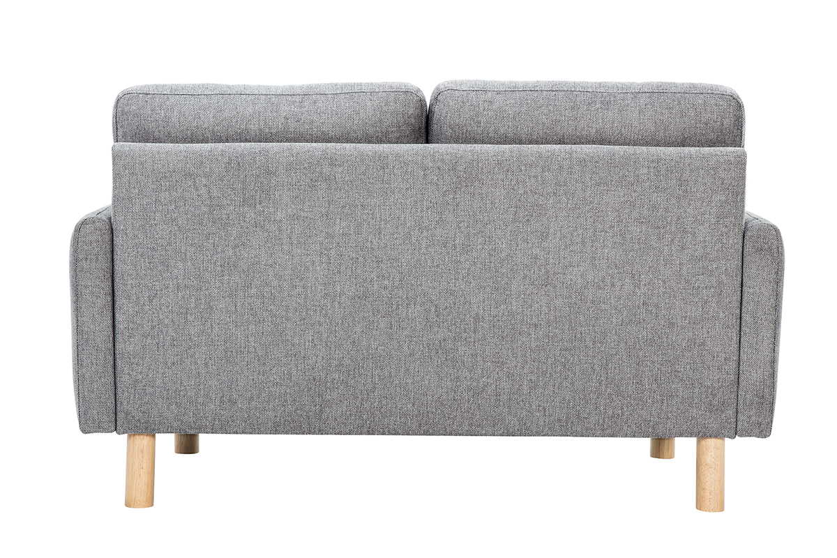 Canap� 2 places en tissu gris vue de dos, pieds en bois clair.