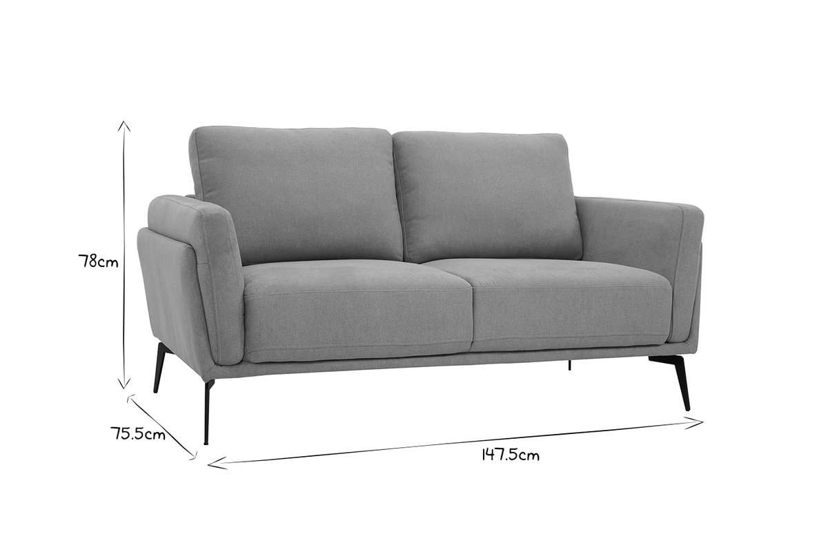 Canap� 2 places MOSCO dimensions : 78cm hauteur, 75,5cm profondeur, 147,5cm largeur, noir et blanc.