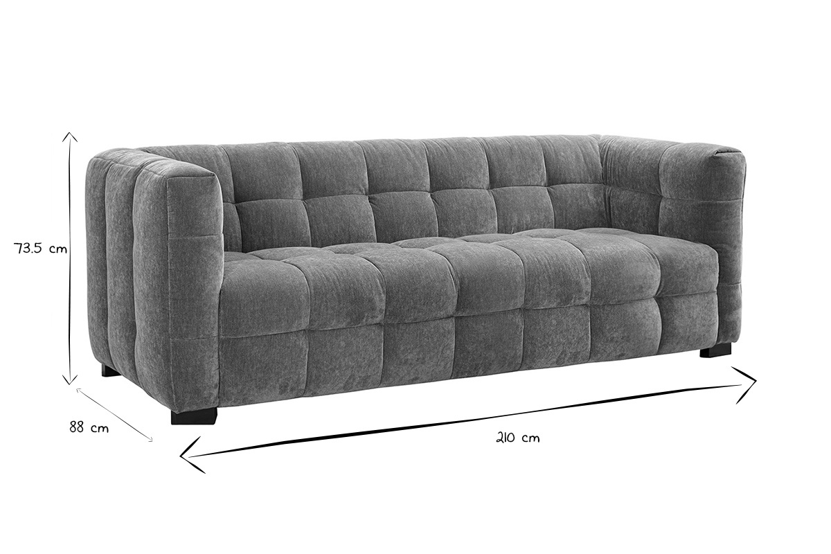 Canap� design 3 places en tissu effet velours terre br�l�e CORTO
