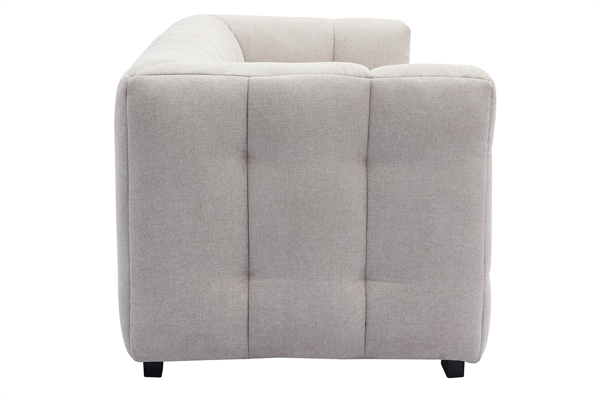 Canap� design 3 places en tissu effet velours textur� beige CORTO