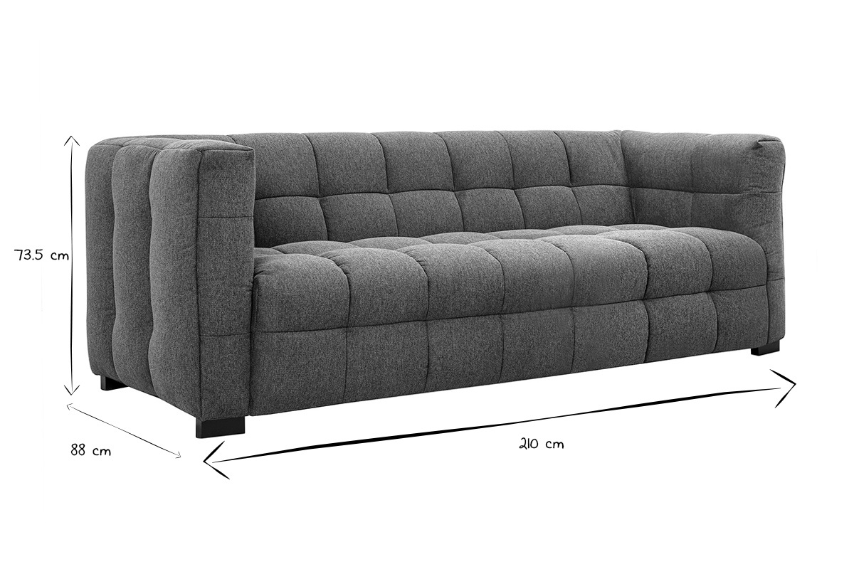 Canap� design 3 places en tissu effet velours textur� bleu fonc� CORTO