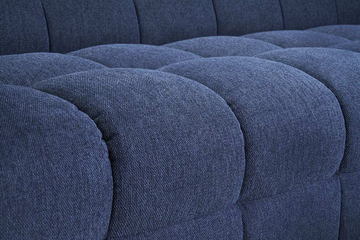 Canap� design 3 places en tissu effet velours textur� bleu fonc� CORTO