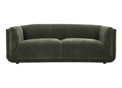 Canap&eacute; design 3 places en tissu effet velours vert kaki HOSBO