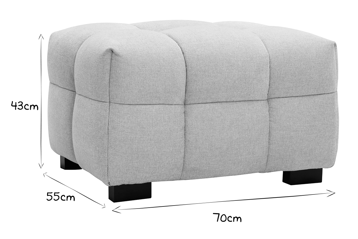 Canap� design 3 places et repose-pieds en tissu effet velours textur� beige CORTO