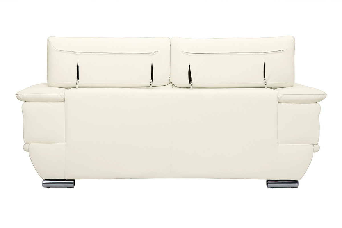 Canap� design avec t�ti�res ajustables 2 places cuir blanc et acier chrom� EWING