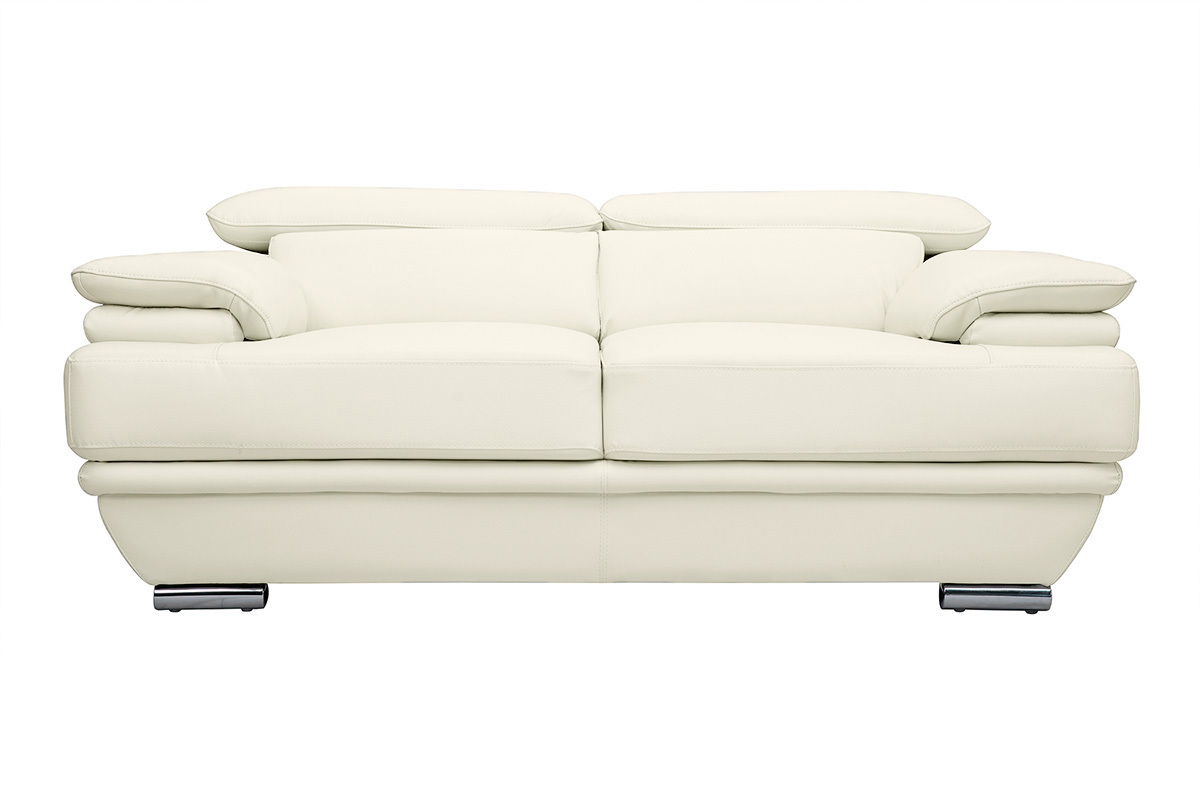 Canap� design avec t�ti�res ajustables 2 places cuir blanc et acier chrom� EWING