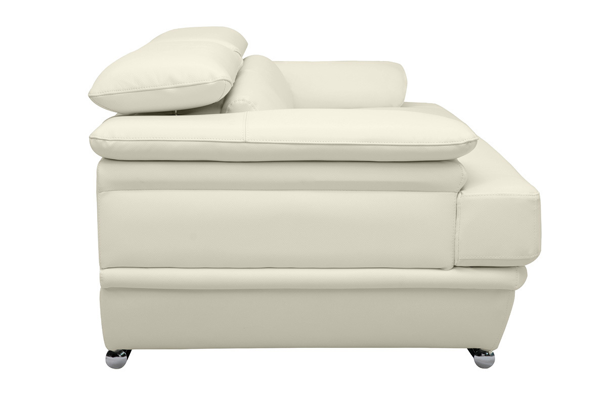 Canap� design avec t�ti�res ajustables 3 places cuir blanc et acier chrom� EWING