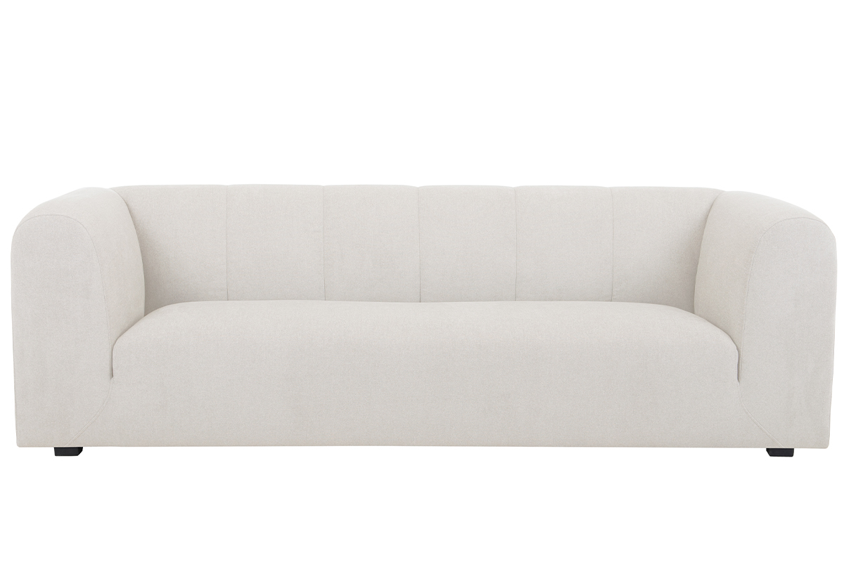 Canap� design en tissu effet velours beige 3-4 places OLIVEIRO