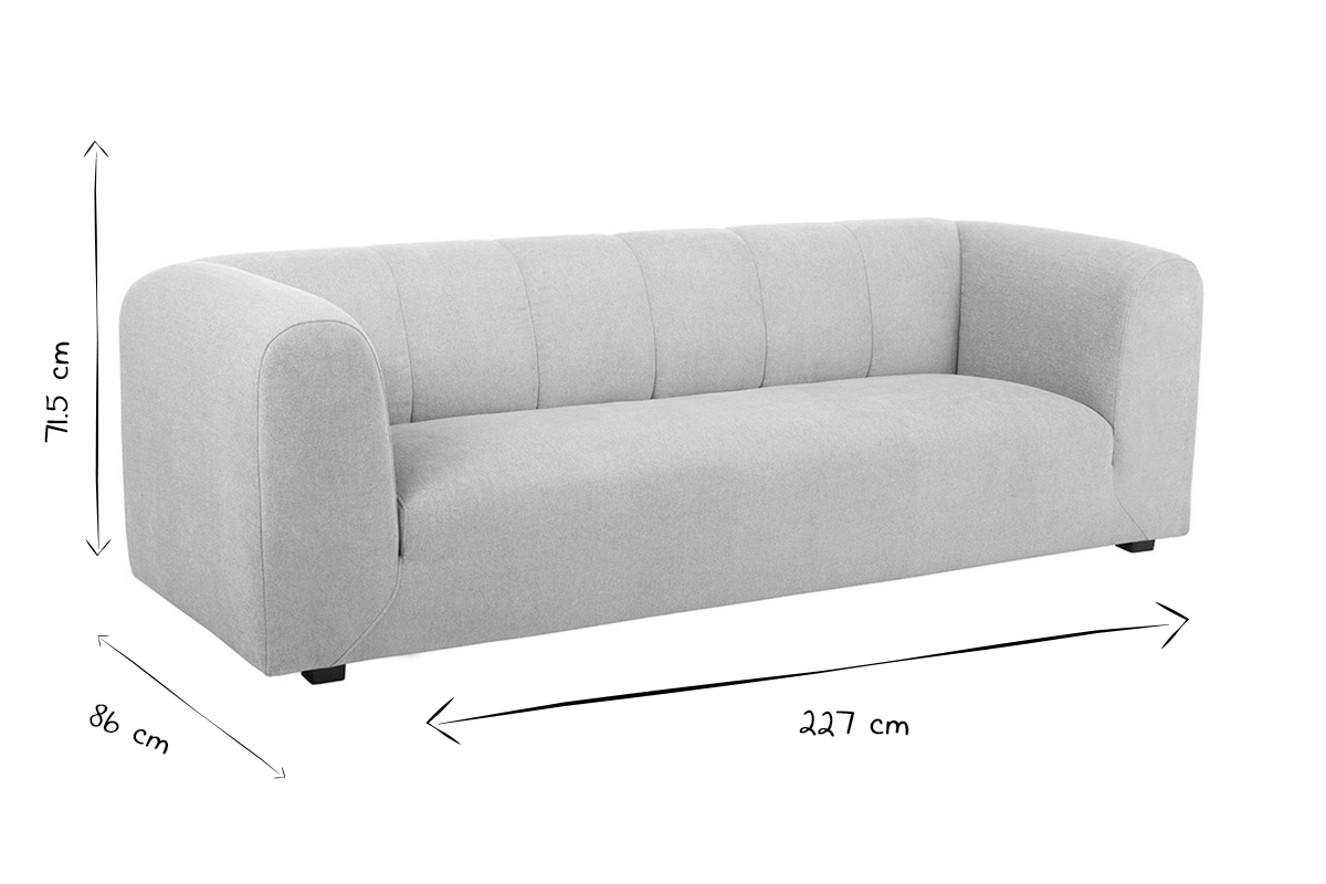 Canap� design en tissu effet velours beige 3-4 places OLIVEIRO