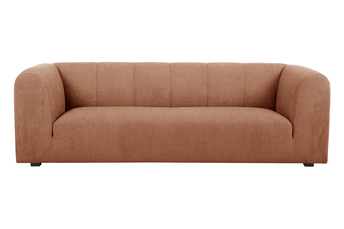 Canap� design en tissu effet velours terre br�l�e 3-4 places OLIVEIRO