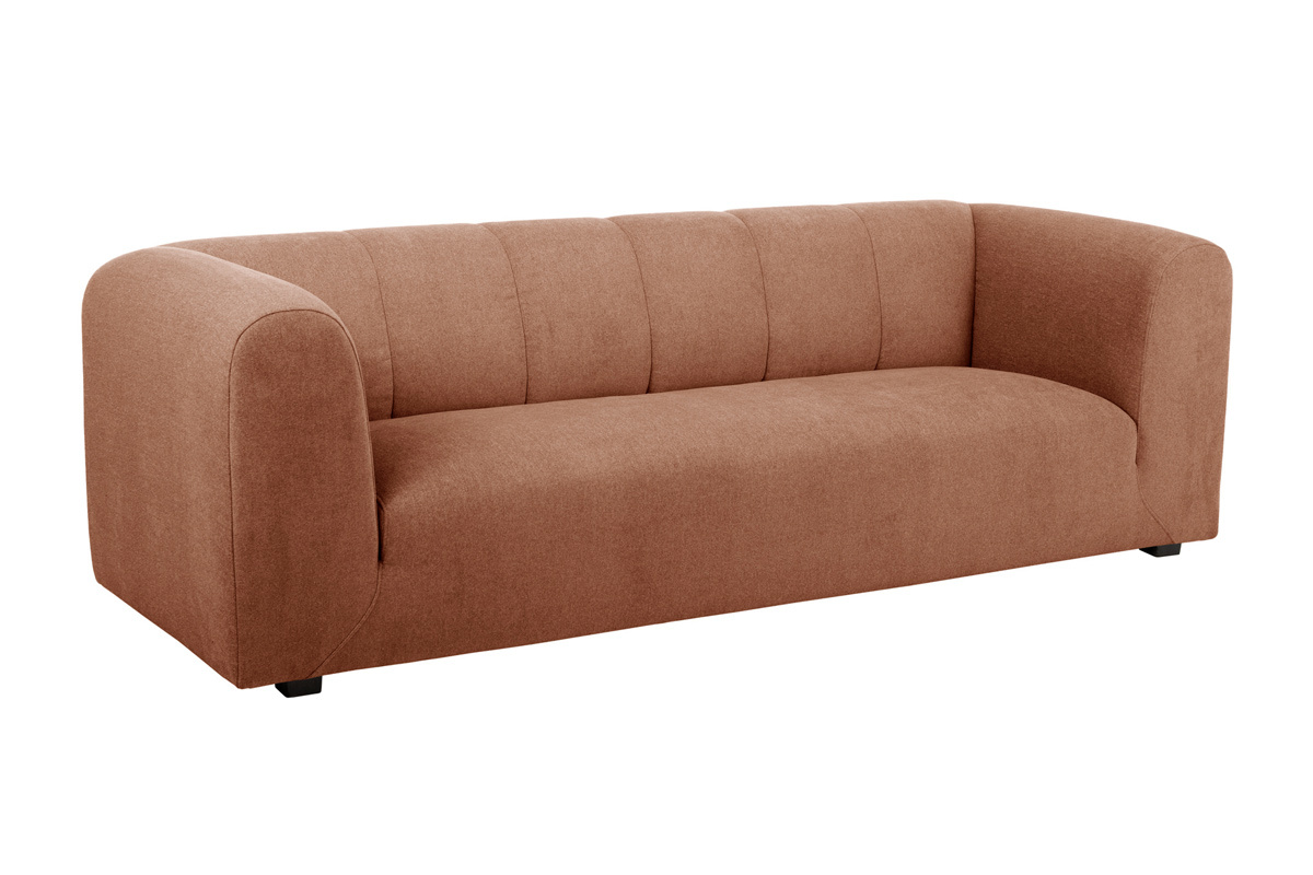Canap� design en tissu effet velours terre br�l�e 3-4 places OLIVEIRO