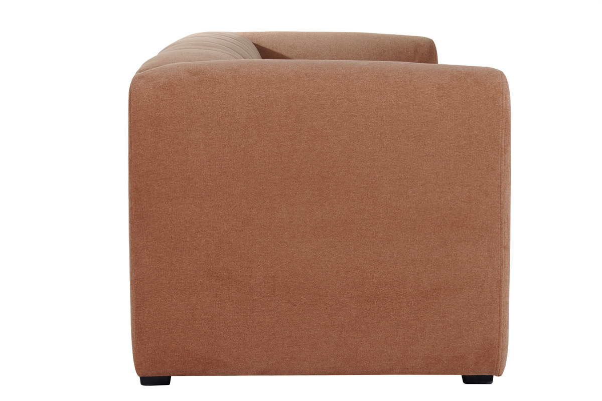 Canap� design en tissu effet velours terre br�l�e 3-4 places OLIVEIRO