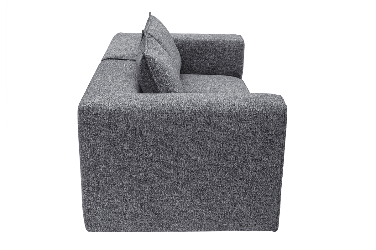 Canap� modulable 2 places en tissu chin� gris fonc� KERRY