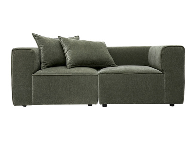 Canap&eacute; modulable 2 places en tissu effet velours vert kaki KERRY