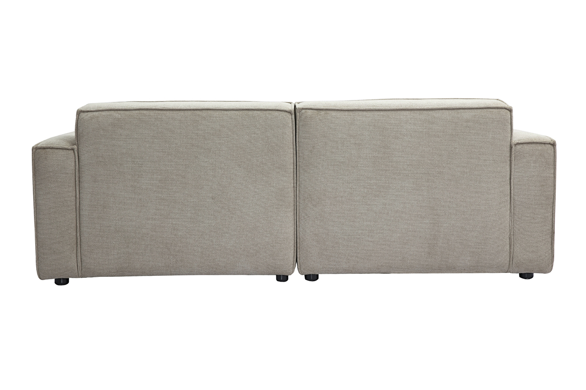 Canap� modulable 3 places en tissu effet velours textur� beige SPLIT