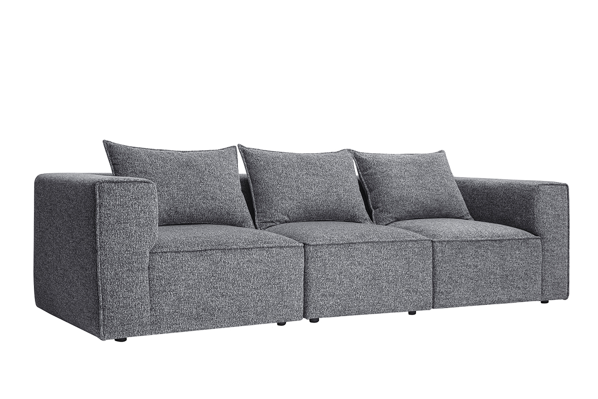 Canap� modulable 4 places en tissu chin� gris fonc� KERRY
