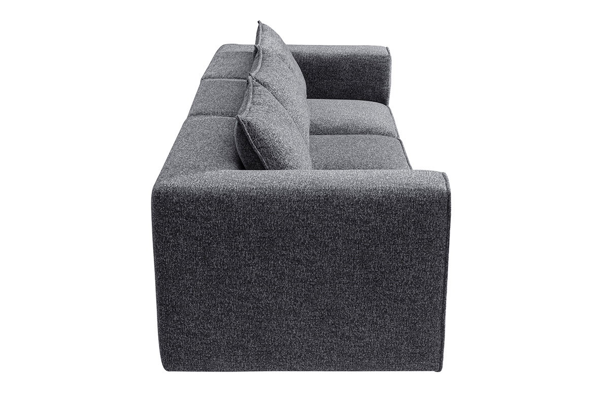 Canap� modulable 4 places en tissu chin� gris fonc� KERRY