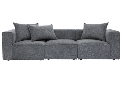 Canap&eacute; modulable 4 places en tissu chin&eacute; gris fonc&eacute; KERRY
