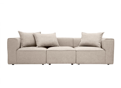 Canap&eacute; modulable 4 places en tissu effet velours textur&eacute; beige KERRY