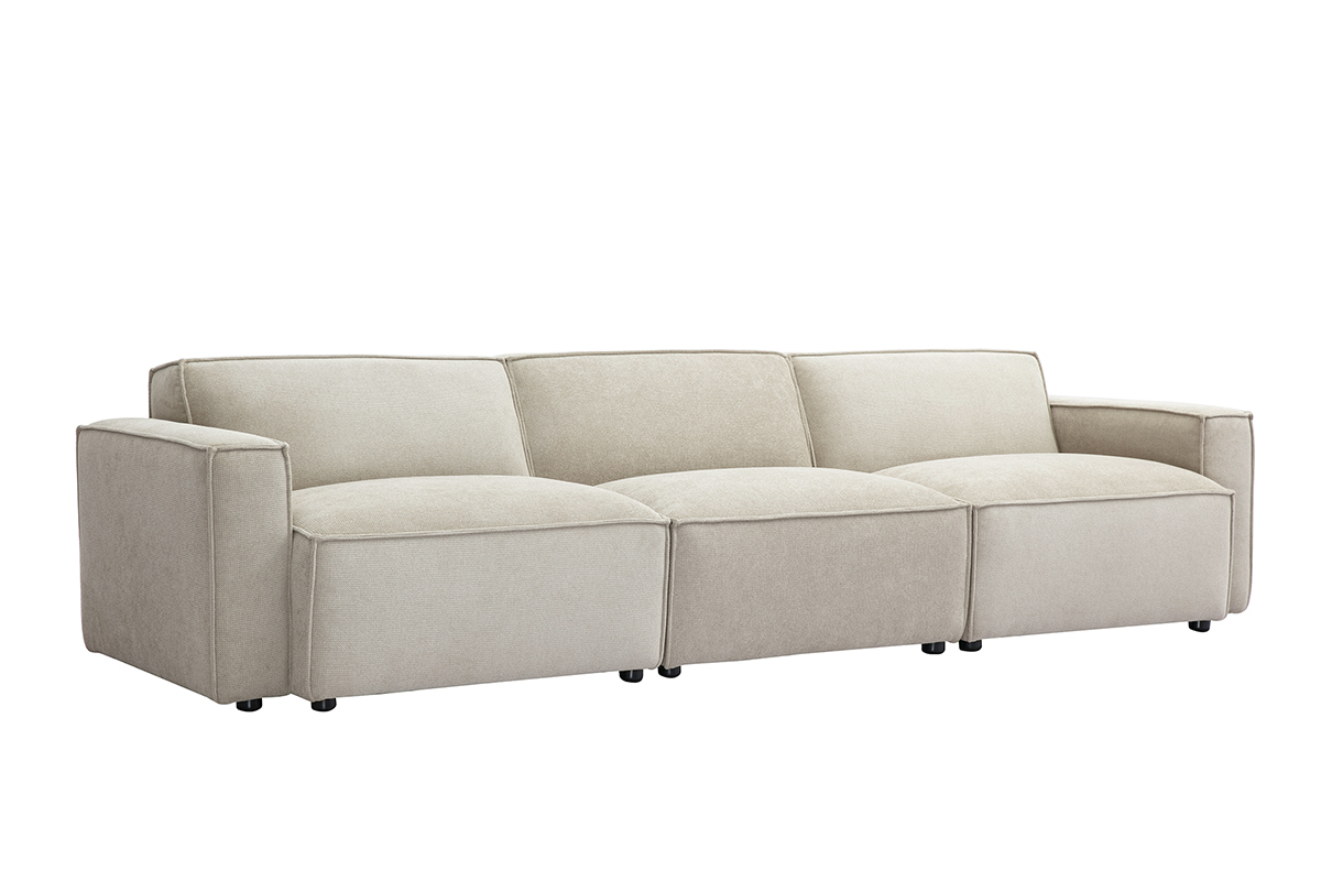 Canap� modulable 4 places beige SPLIT en vue de 3/4.