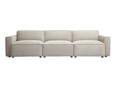 Canap&eacute; modulable 4 places en tissu effet velours textur&eacute; beige SPLIT