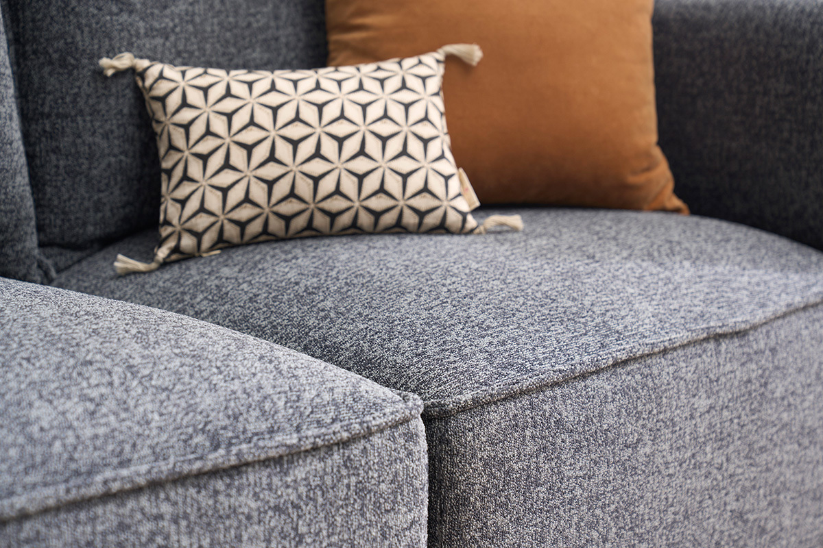 Canap� modulable 5 places en tissu chin� gris fonc� KERRY