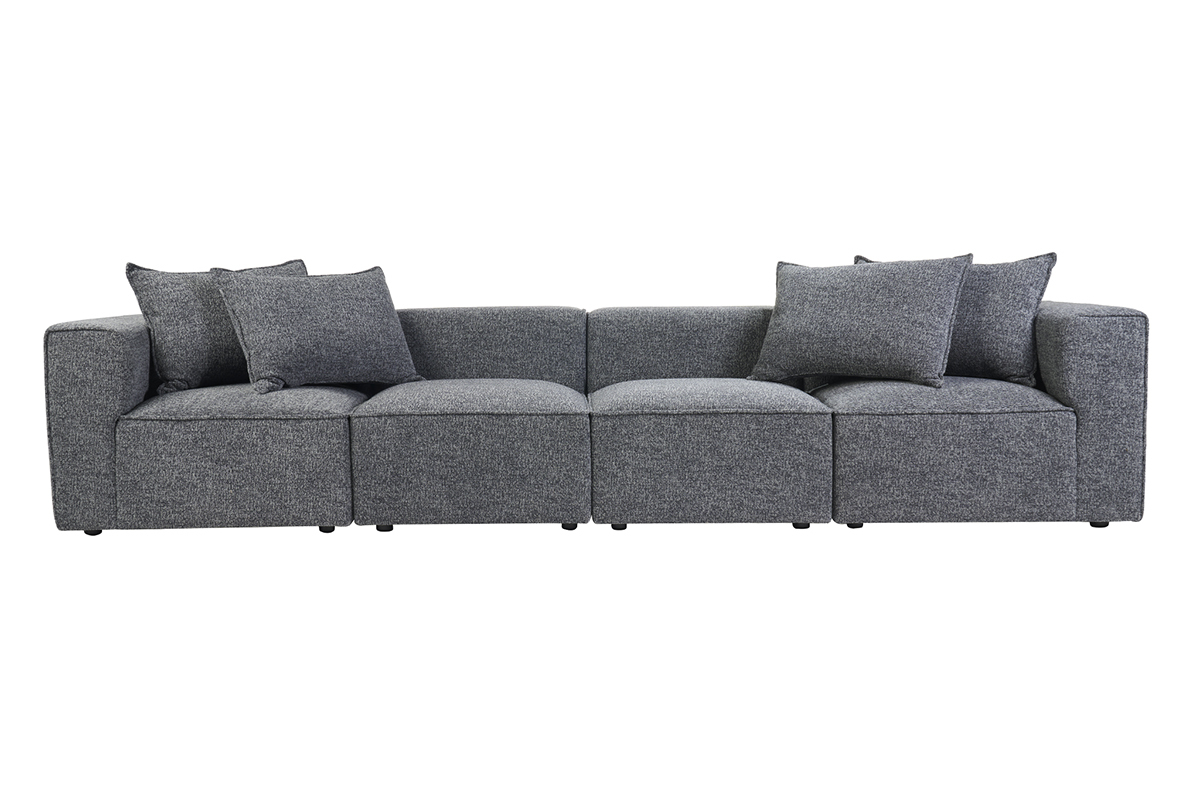 Canap� modulable 5 places en tissu chin� gris fonc� KERRY