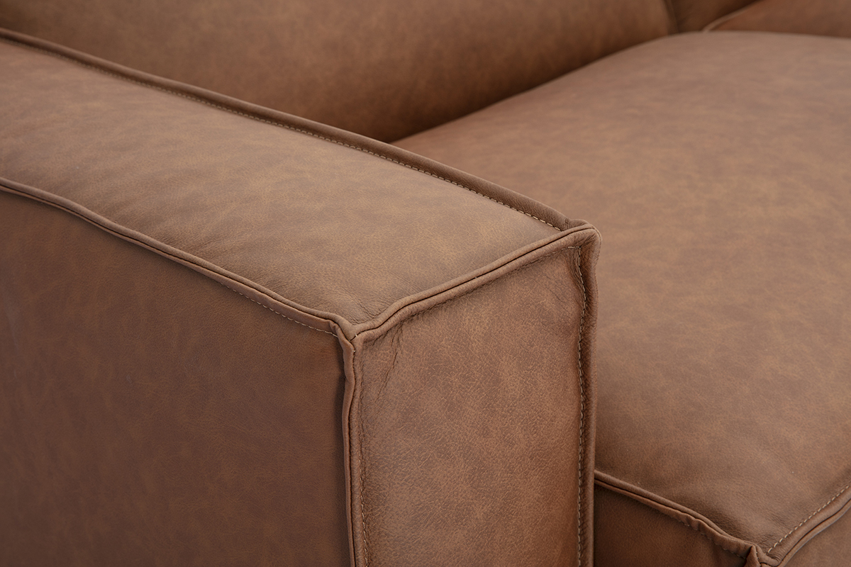 Zoom canap� modulable vintage en cuir marron SPLIT