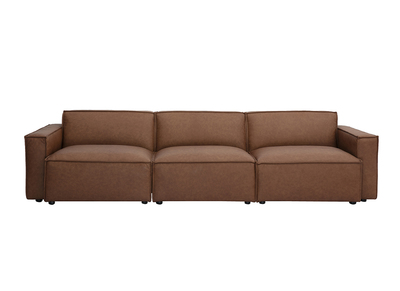 Canap&eacute; modulable vintage 4 places en cuir marron SPLIT