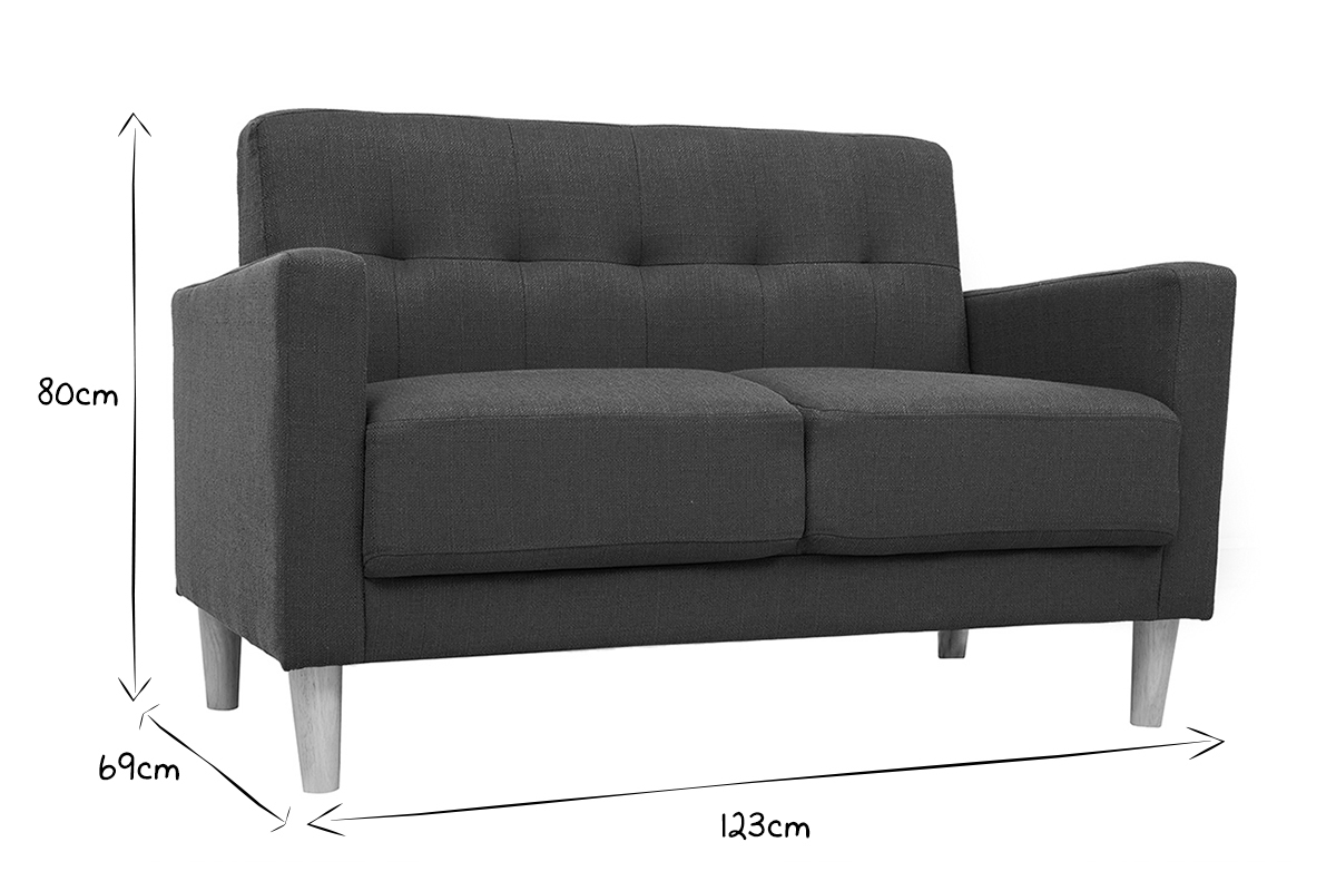 Canap� scandinave 2 places en noir et blanc avec dimensions 80x123x69cm.