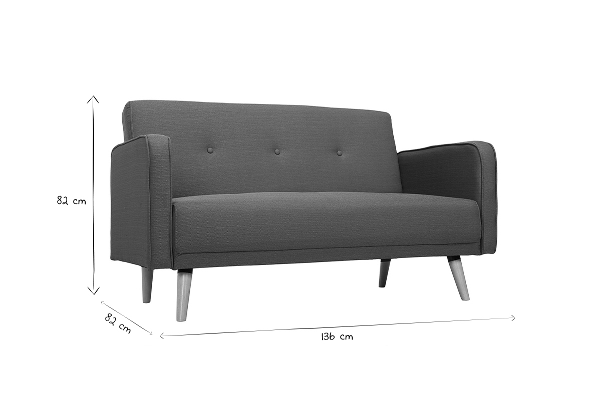 Canap� scandinave 2 places en tissu bleu canard et bois clair ULLA