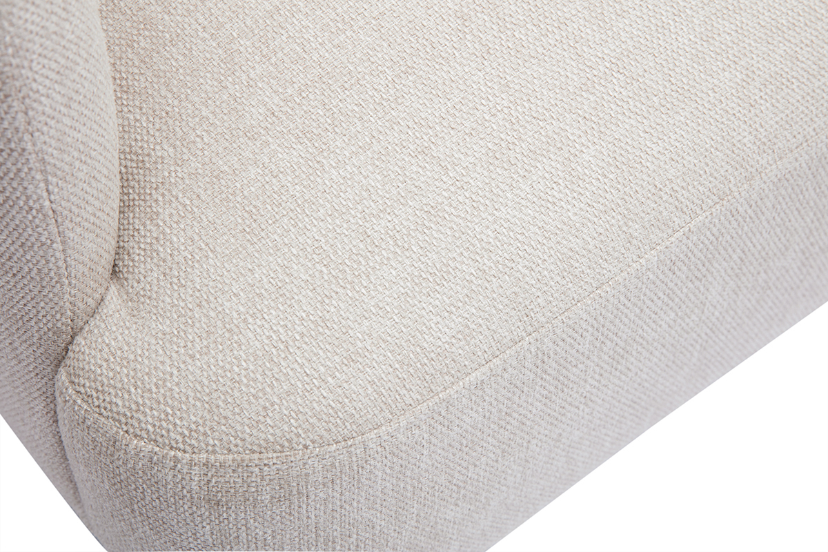 Canap� scandinave 2 places en tissu effet velours textur� beige et bois clair ISKO