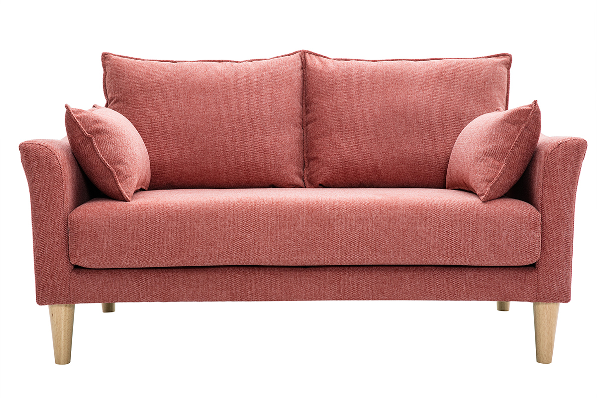Canap� scandinave 2 places en tissu terracotta, vue de face.
