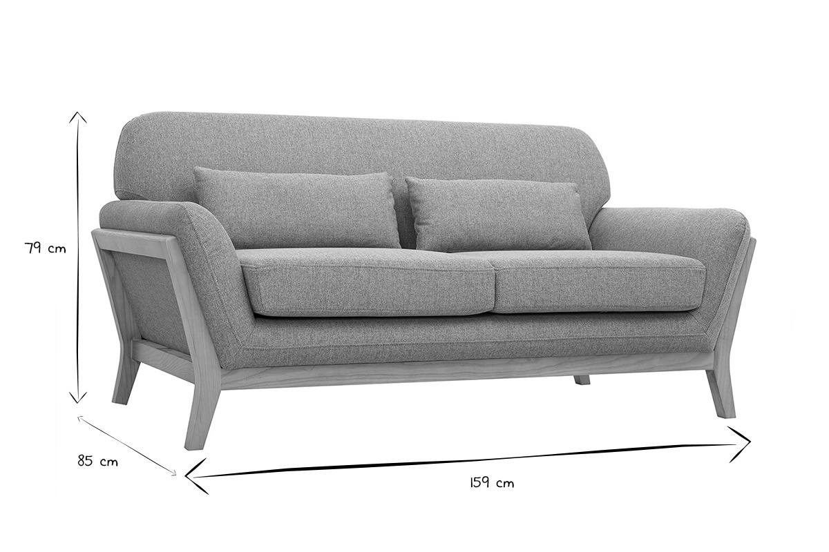 Canap� scandinave 2 places, dimensions L159 x P85 x H79 cm, en noir et blanc.