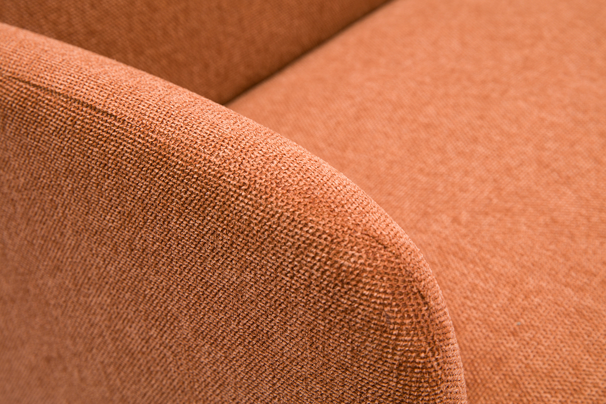 Canap� scandinave 2 places en tissu effet velours textur� terre br�l�e et bois clair ISKO
