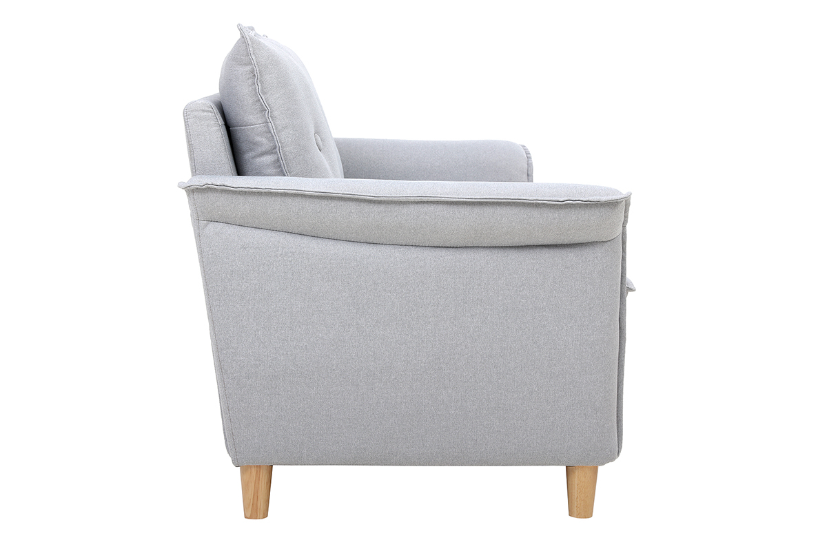 Canap� scandinave 2 places en tissu gris clair et bois clair CLIFF