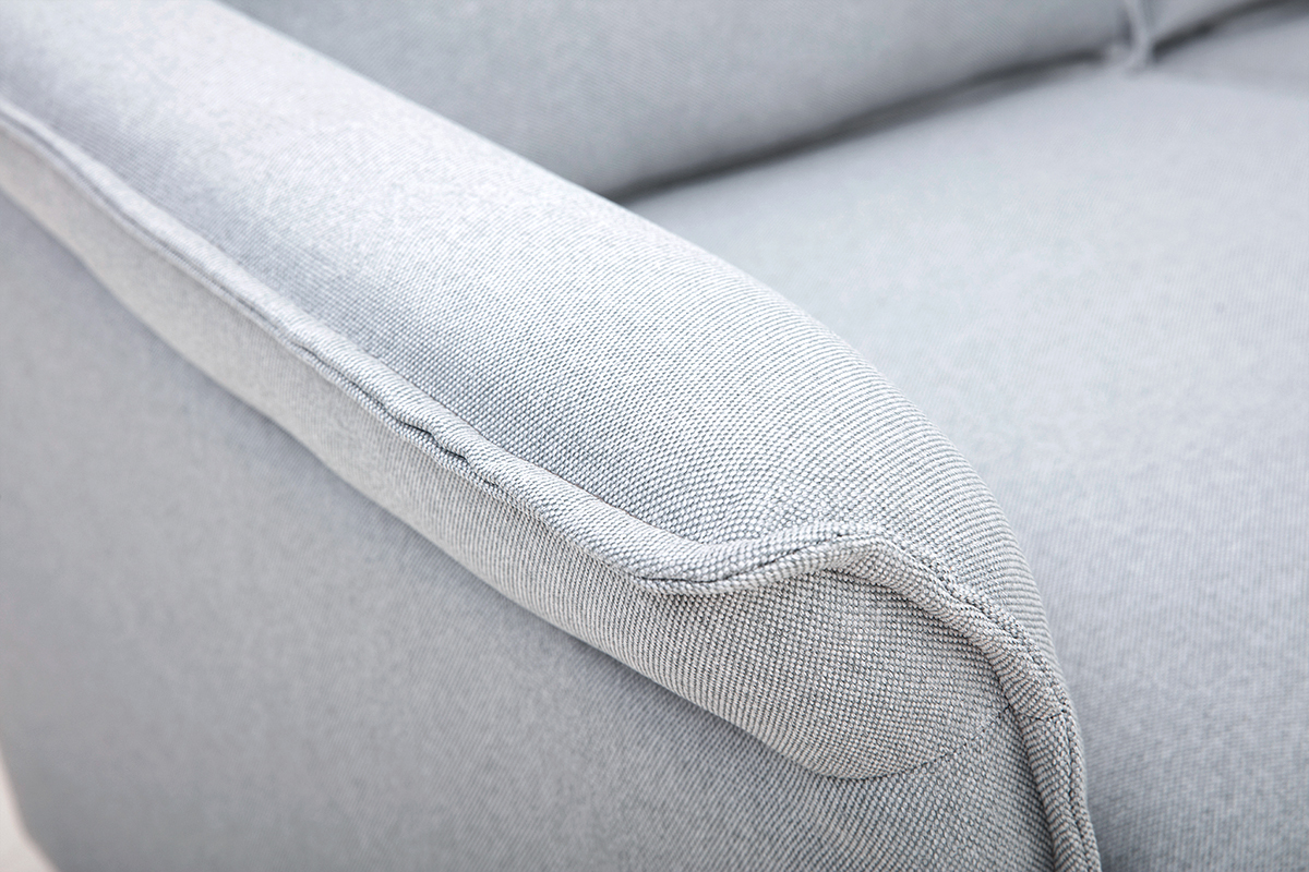 Canap� scandinave 2 places en tissu gris clair et bois clair CLIFF