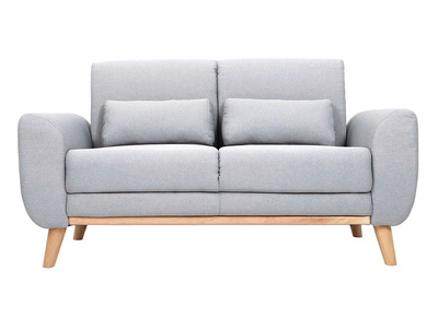 Canap&eacute; scandinave 2 places en tissu gris clair et bois clair EKTOR