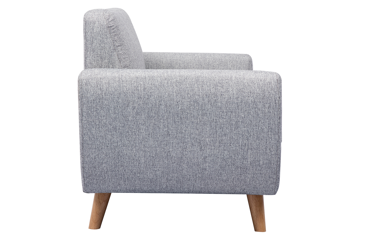 Canap� scandinave 2 places en tissu gris et bois clair PURE