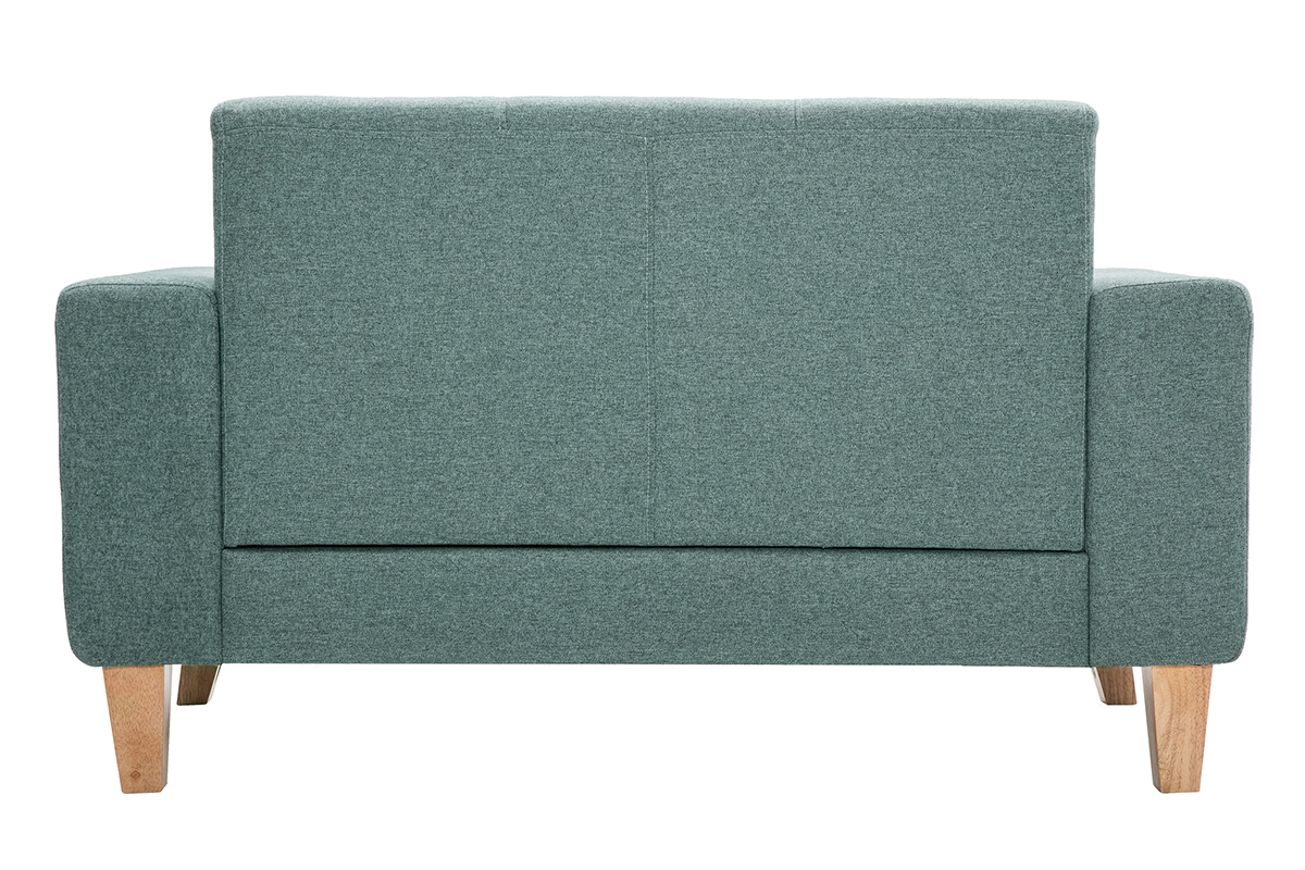 Canap� scandinave 2 places en tissu vert de gris et bois clair FJORD