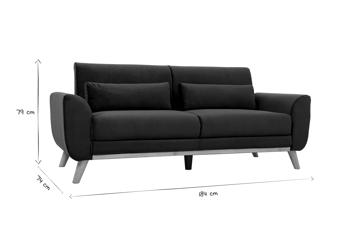 Canap� scandinave 3 places en tissu beige et bois clair EKTOR