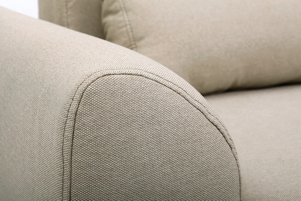 Canap� scandinave 3 places en tissu beige et bois clair EKTOR