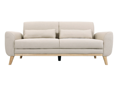 Canap&eacute; scandinave 3 places en tissu beige et bois clair EKTOR